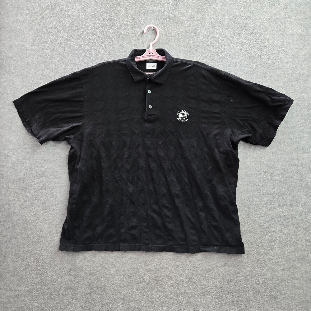 VINTAGE Pebble Beach Collection Men Polo XL Black Golf Links Pure Cotton 90s